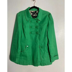 Sandro Sportswear Womens Double Breasted Long Sleeve Collared Blazer Green Sz M
